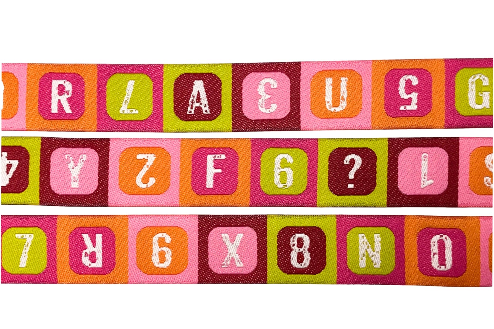 Webband Buchstaben und Zahlen - 1 m - rosa - 17 mm - I m sew Happy - Webbänder zum Nähen 2