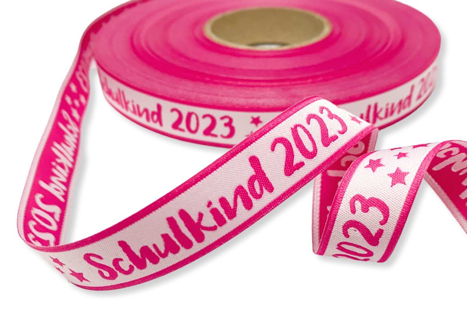 Webband Schulkind 2023 in pink für Schultüten und Einschulungsgeschenke 17 mm breit 4