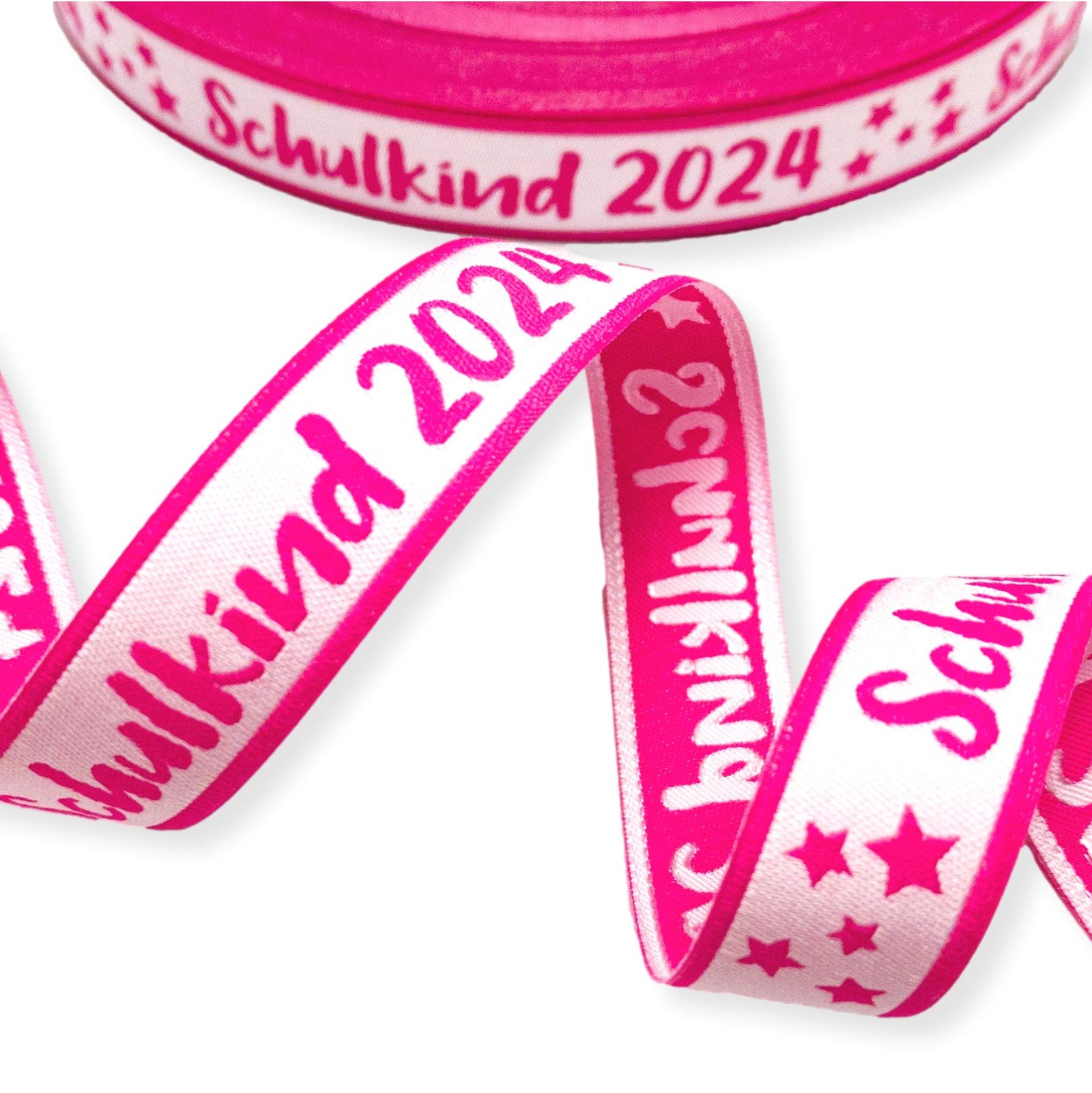 Webband Schulkind 2024 in pink für Schultüten und Einschulungsgeschenke 17 mm breit 3