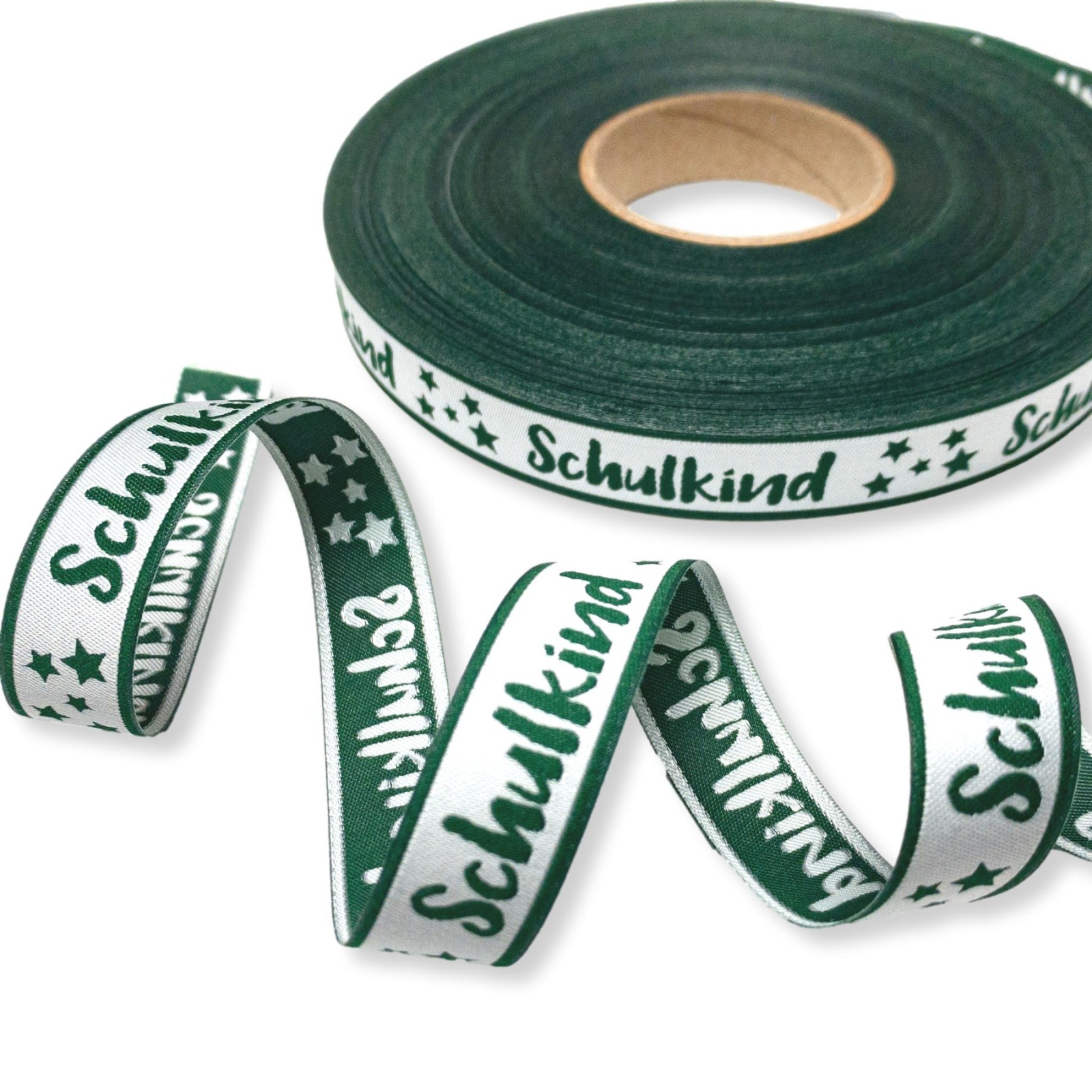Webband Schulkind in grün für Schultüten und Einschulungsgeschenke 17 mm breit 3