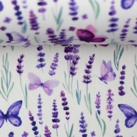 Stoff Schmetterlinge und Lavendel - weiß - 100% Baumwolle | 12,00 EUR/m 3