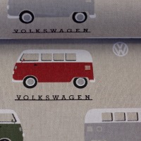 Dekobaumwolle - Seitenansicht mit Schriftzug - Leinenoptik - VW Bus - lizenziert 3