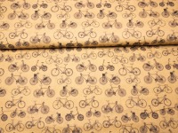 Baumwollstoff Fahrräder - goldgelb - Used Look - Vintage Look - Fahrrad - Rad 3