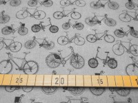 Baumwollstoff Fahrräder - silbergrau - Used Look - Vintage Look - Rad | 12,00 EUR/m