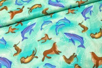 Stoff By The Sea türkis - Wal - Delfin - Otter - Seelöwe | 16,00 EUR/m 4