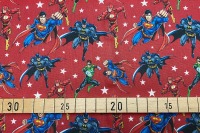 45cm Reststück - Superhelden Stoff dunkelrot - Justice League