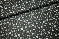 Stoff Eisblumen - schwarz | Schneeflocken - Eiskristalle | 16,00 EUR/m 3