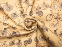 Baumwollstoff Fahrräder goldgelb - Used Look - Vintage Look - Rad | 12,00 EUR/m 5