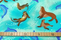 Stoff By The Sea türkis - Wal - Delfin - Otter - Seelöwe | 16,00 EUR/m 2