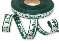 Webband Schulkind in grün für Schultüten und Einschulungsgeschenke 17 mm breit
