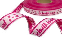 Webband Schulkind - pink - für Schultüten und Einschulungsgeschenke 17 mm breit
