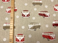 Deko-Baumwolle VW Bus rot - VW Logo | 13,00 EUR/m