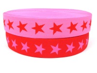 Gummiband Sterne - rot-pink - 4 cm Breit 3