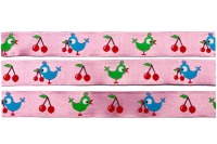 Webband Vögel und Kirschen rosa - Birdie - paulapü 2