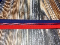 Endlos-Reißverschluss dunkelblau - rot - Eigenproduktion - 20 cm-Schritte