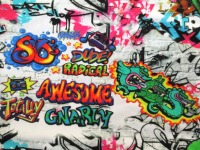 40 cm - Reststück - Jersey Graffiti - Frosch - bunt