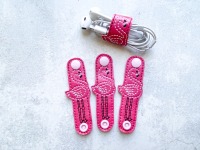 Kabelhalter Flamingo - Kunstleder - pink