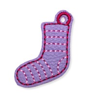 Schlüsselanhänger lila Socke mit rosa Ringelstreifen - Welt Down Syndrom Tag