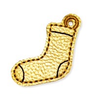 Schlüsselanhänger goldene Socke mit schwarzen Akzenten