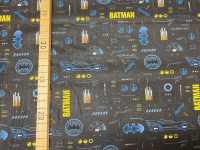 Batman Stoff - Batman Schriftzug - schwarz - Batmobil - Batman Logo - 100% Baumwolle - Lizenzstoff