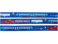 Webband Eisenbahn - blau - ICE - Zug - Blaubeerstern - 15 mm - Webband zum nähen 2