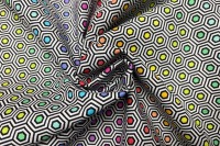 Stoff Hexy Rainbow - 100% Baumwolle - schwarz/weiß/bunt - Patchwork - Quilting - Tula Pink -