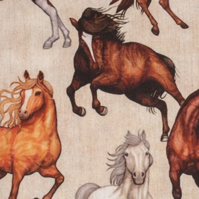 Stoff Pferde - beige - 100% Baumwolle - Patchwork - Swafing - Tim - Quilting - Pferd