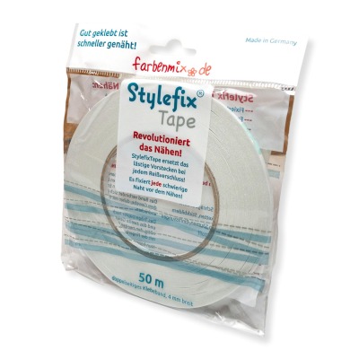 Stylefix Rolle 50 m - Schmales Textilklebeband zum Vorfixieren von Bändern und Aufnähern