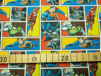 Superhelden Stoff - Justice League - 100% Baumwolle - Lizenzstoff - Batman - Superman - Flash -