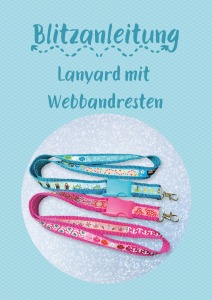 Blitzanleitung - Schlüsselband Lanyard mit Webbandresten, Anleitung als Download - Freebie Nähan