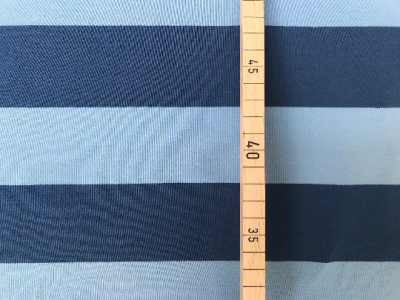 25 cm - Reststück - Jersey - Blockstreifen - hellblau/dunkelblau