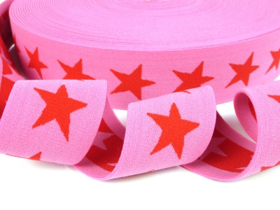 Gummiband Sterne - pink-rot - 4 cm Breit