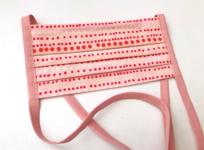 Behelfs-Gesichtsmaske - rosa Pünktchen -100 Baumwolle - mit Bändern - Biegedraht herausnehmbar