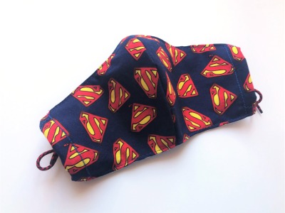 Behelfs-Gesichtsmaske - Superman -100 Baumwolle - mit Gummis