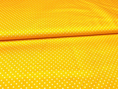 Baumwollstoff Pünktchen - gelb mit weißen Punkten - 100 Baumwolle