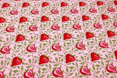 Stoff Erdbeere - 100% Baumwolle - Patchwork - rosa - Erdbeeren