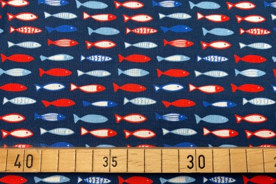 Stoff Fische - dunkelblau - 100 Baumwolle - Patchwork