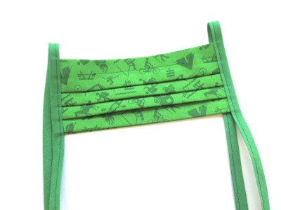 Behelfs-Maske - Camping grün -100 Baumwolle - mit Bändern - Biegedraht herausnehmbar