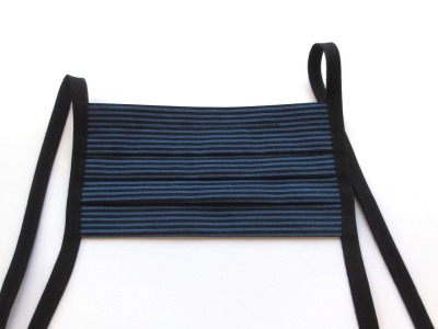 Behelfs-Gesichtsmaske - Ringel schmal - nachtblau/jeansblau - 100 Baumwolle - mit Bändern -