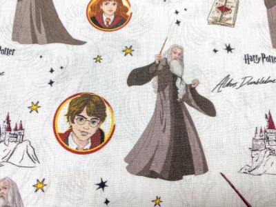 Dumbledore Stoff - Harry Potter - weiß - 100 Baumwolle - Lizenzstoff