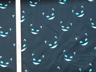 40 cm Reststück - Jersey Katze - Grinsekatze - Halloween - schwarz