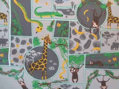 Jersey Dschungel - grau - Giraffe - Faultier - Affe - Schlange
