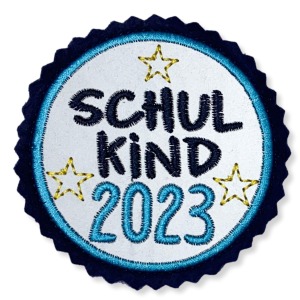 Klettie Schulkind 2023 8cm Durchmesser Reflektor türkis blau Einschulung Schulmappe