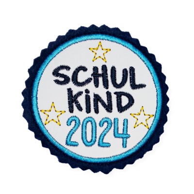 Klettie Schulkind 2024, 8cm Durchmesser, Reflektor, türkis, blau, Einschulung Schulmappe