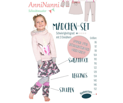 Mädchen Set - Rock Leggings und Stulpen - von AnniNanni - Papierschnittmuster - Blaubeerstern