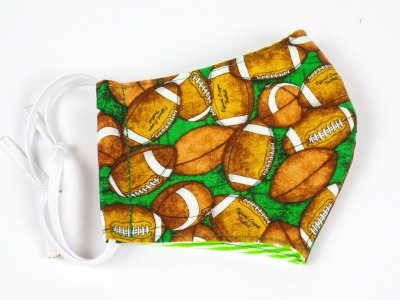Alltagsmaske - Football - Bälle - grün - 100 Baumwolle - mit Gummis