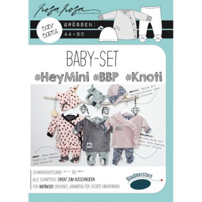 Baby Set - Papierschnittmuster - Mütze/Wickeljacke/Hose - Baby - rosarosa - Blaubeerstern