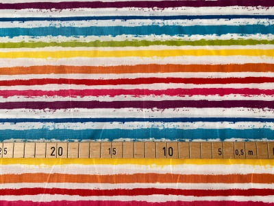 Stoff unregelmäßige Streifen - bunt - Regenbogen - schmale Streifen - 100% Baumwolle -