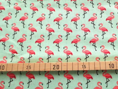 Baumwolle Flamingos - hellgrün - 100 Baumwolle