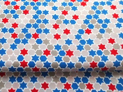 Baumwollstoff Sterne - rot - blau - weiss - 100 Baumwolle